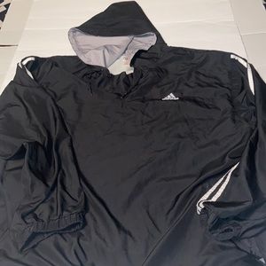 Lightweight Vintage three striped Adidas pullover black jacket size XL